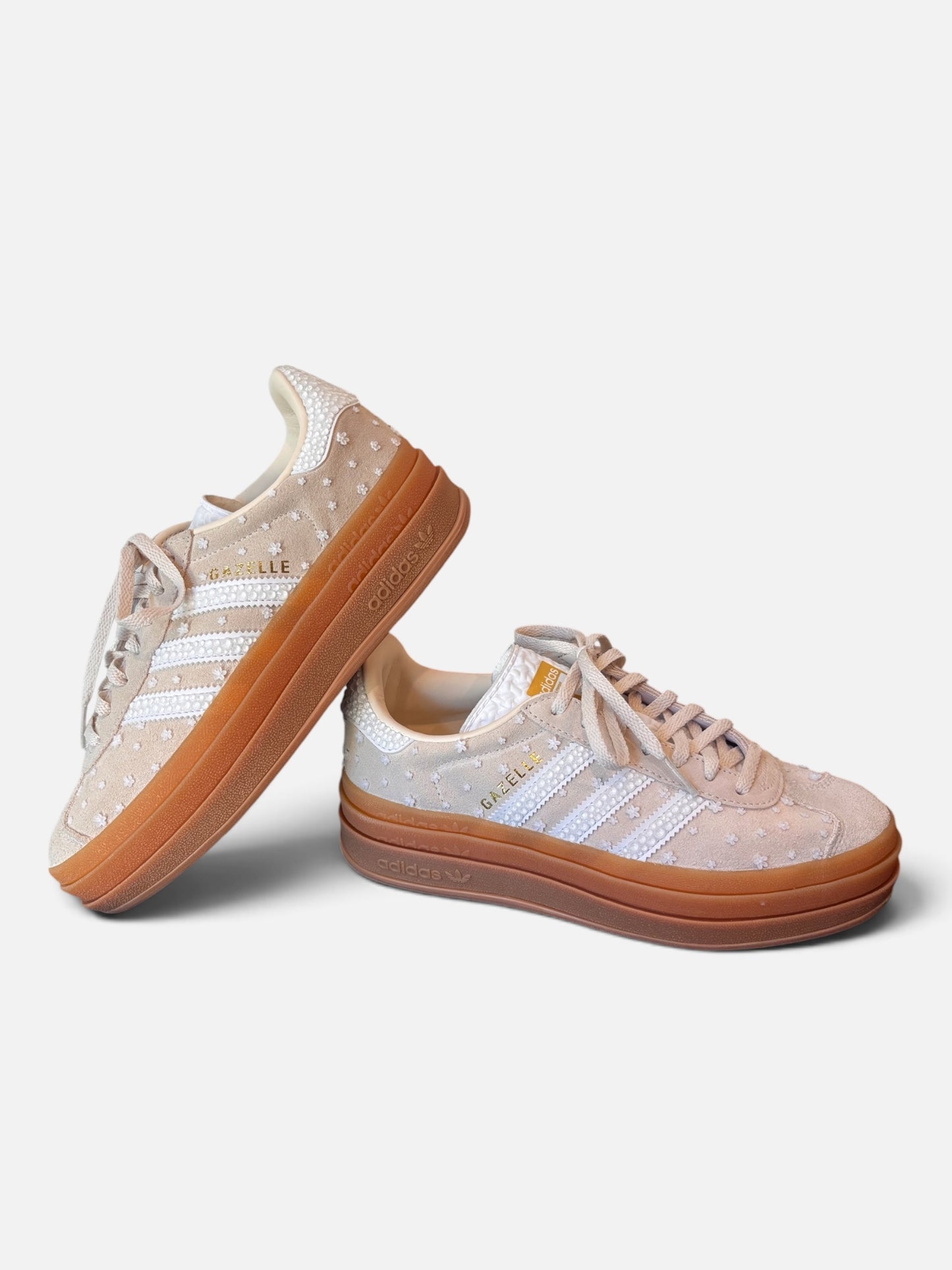 Custom Floral Adidas Gazelle Bold | Embellished Women’s Sneakers | Bridal Wedding Shoes | Sparkly Custom Shoes