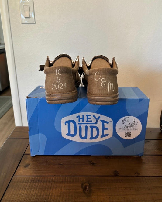 Custom Men’s Wedding Shoes | Personalized Groom Sneakers | Brown Canvas