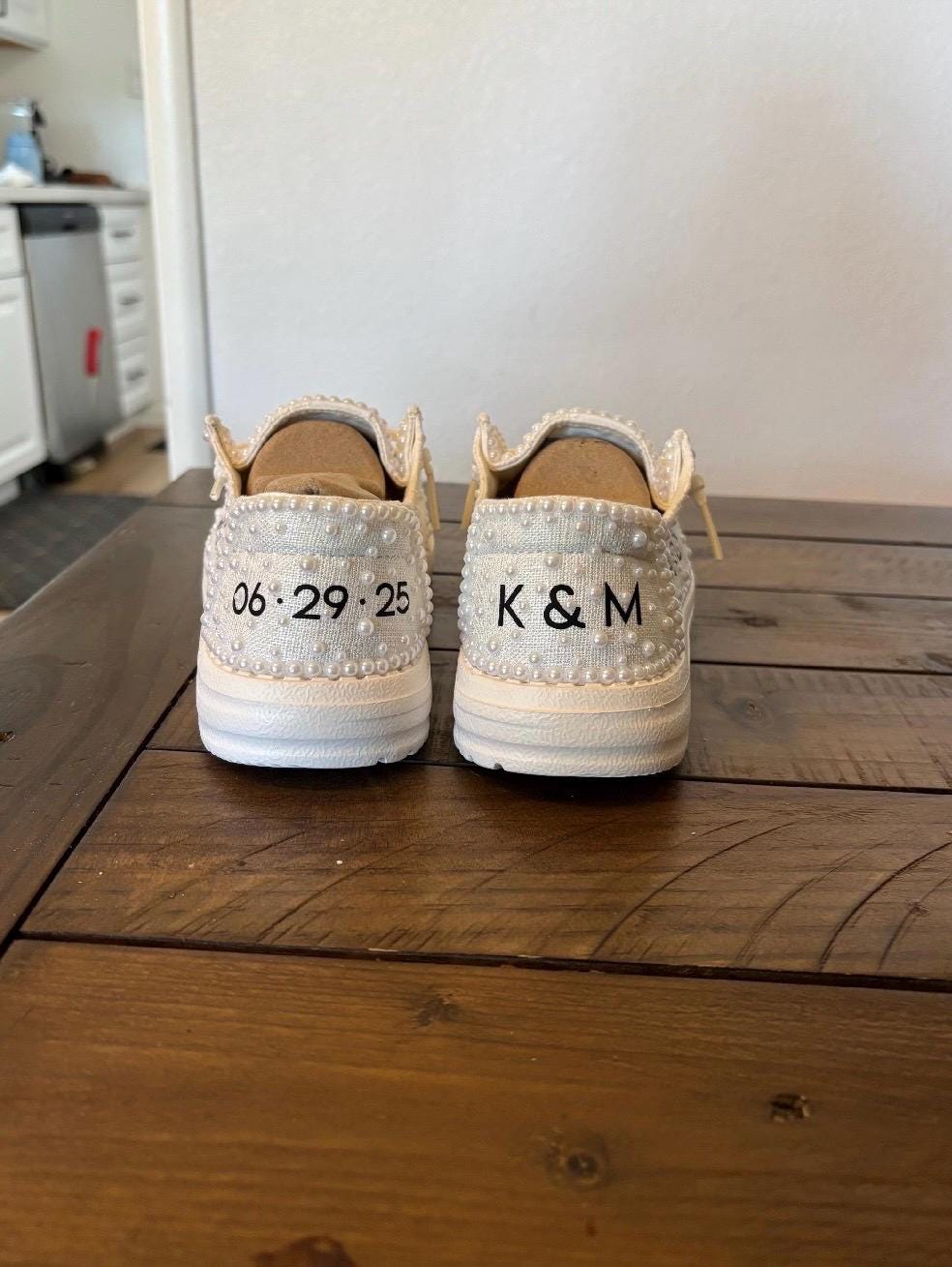 Custom Wedding/Pearl Lace Dude Shoes - Perfect Bridal shower gift, Anniversary gift, Christmas Gift, Gift for her, and more